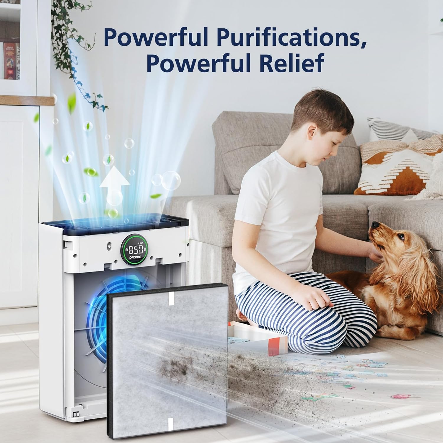PR1 Replacement Filter for Mooka PR1 Air Purifier for Home Large Room up to 2200sq.ft, HEPA