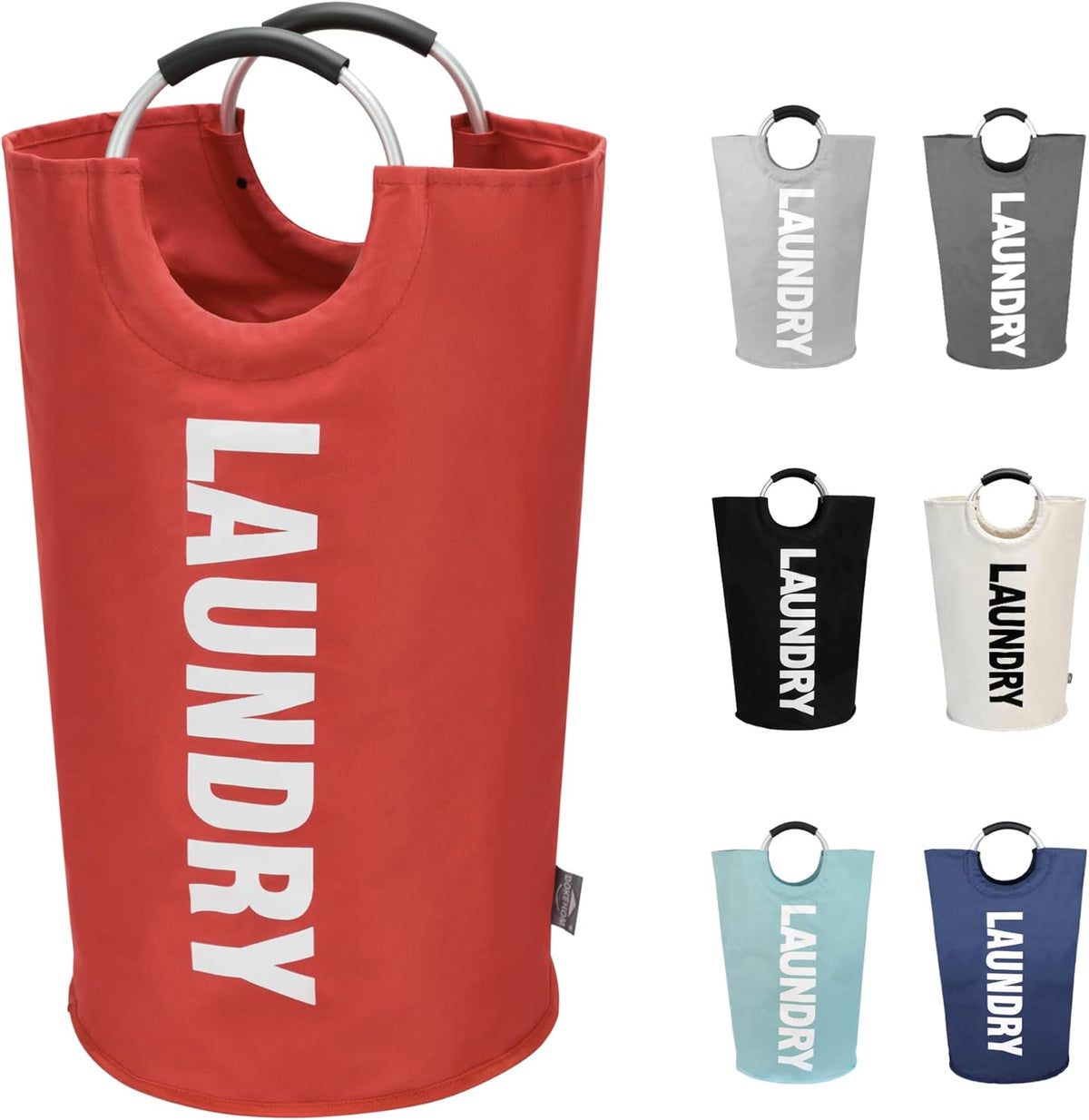 DOKEHOM 90L Large Laundry Basket, Collapsible Laundry Bag, Freestanding Tall Clothes Hamper