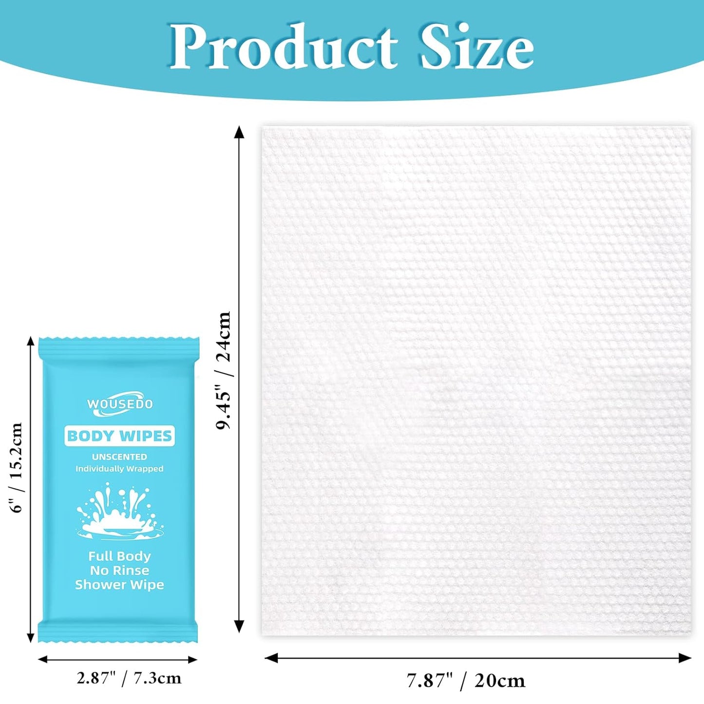 300 Pcs Ultra Thick Soft Large Body Wipes Individually Wrapped(7.87" x 9.45"),Shower Wipes for