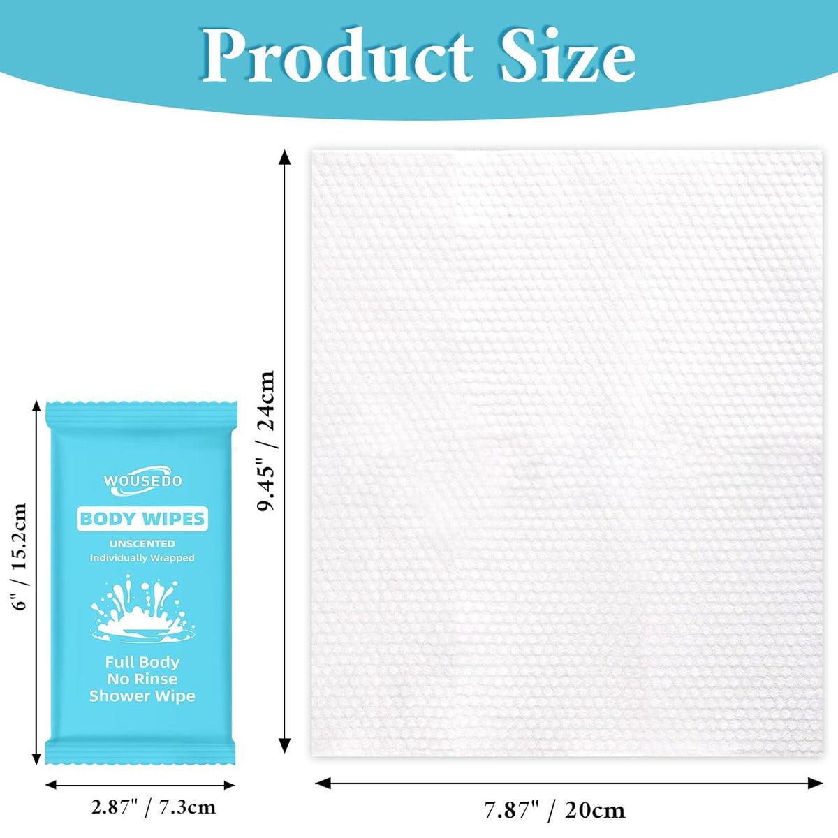 300 Pcs Ultra Thick Soft Large Body Wipes Individually Wrapped(7.87" x 9.45"),Shower Wipes for