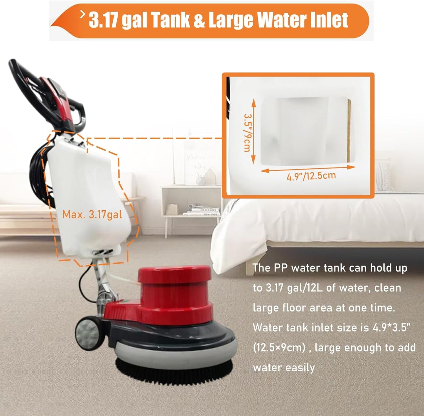 Commercial Floor Cleaning Machine 17" Floor Cleaner and Polisher Industrial Ground Scrubber Buffer