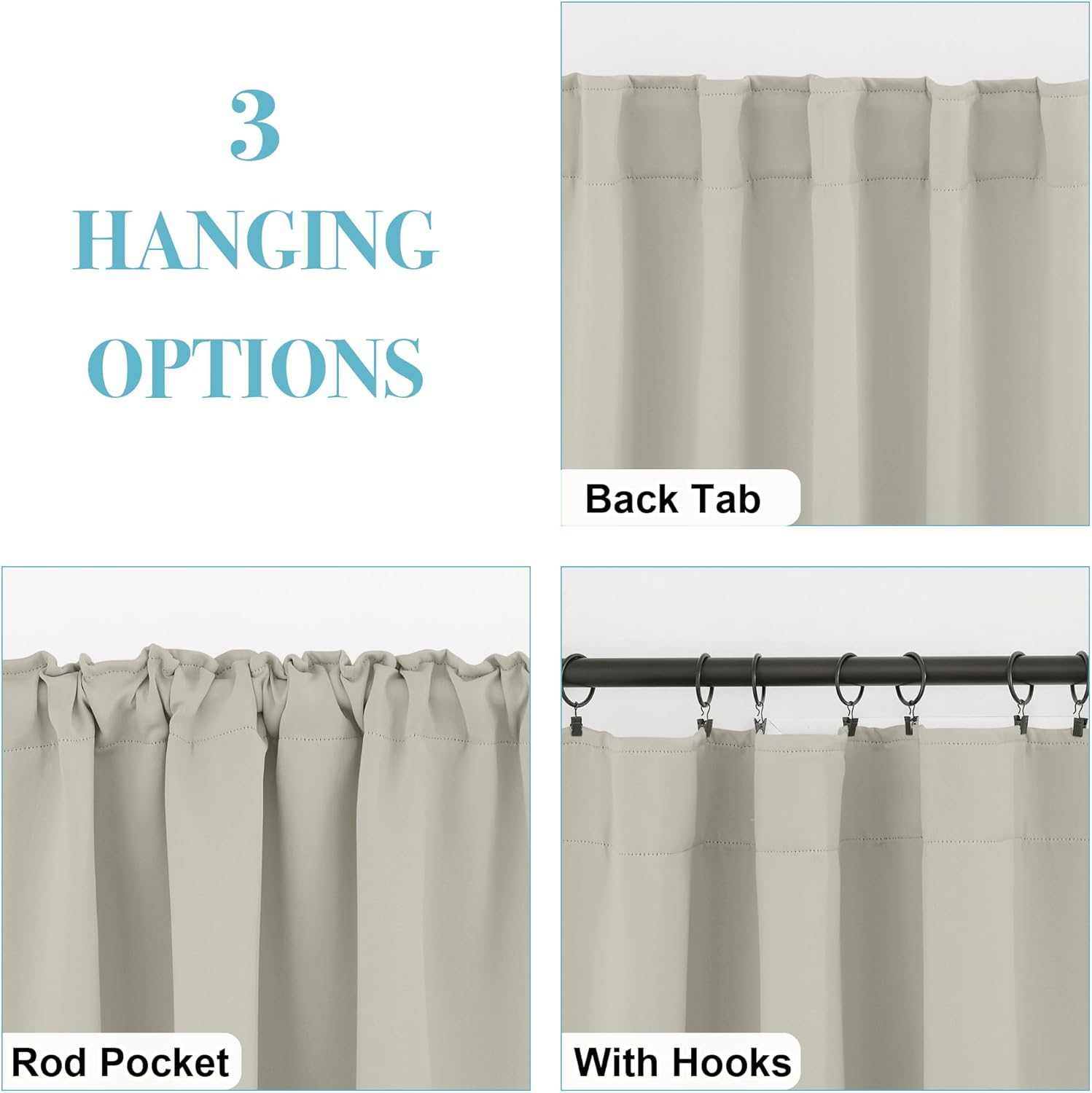 RYB HOME Blackout Curtains for Kitchen, Privacy Thermal Insulating Small Winow Curtain Shades for