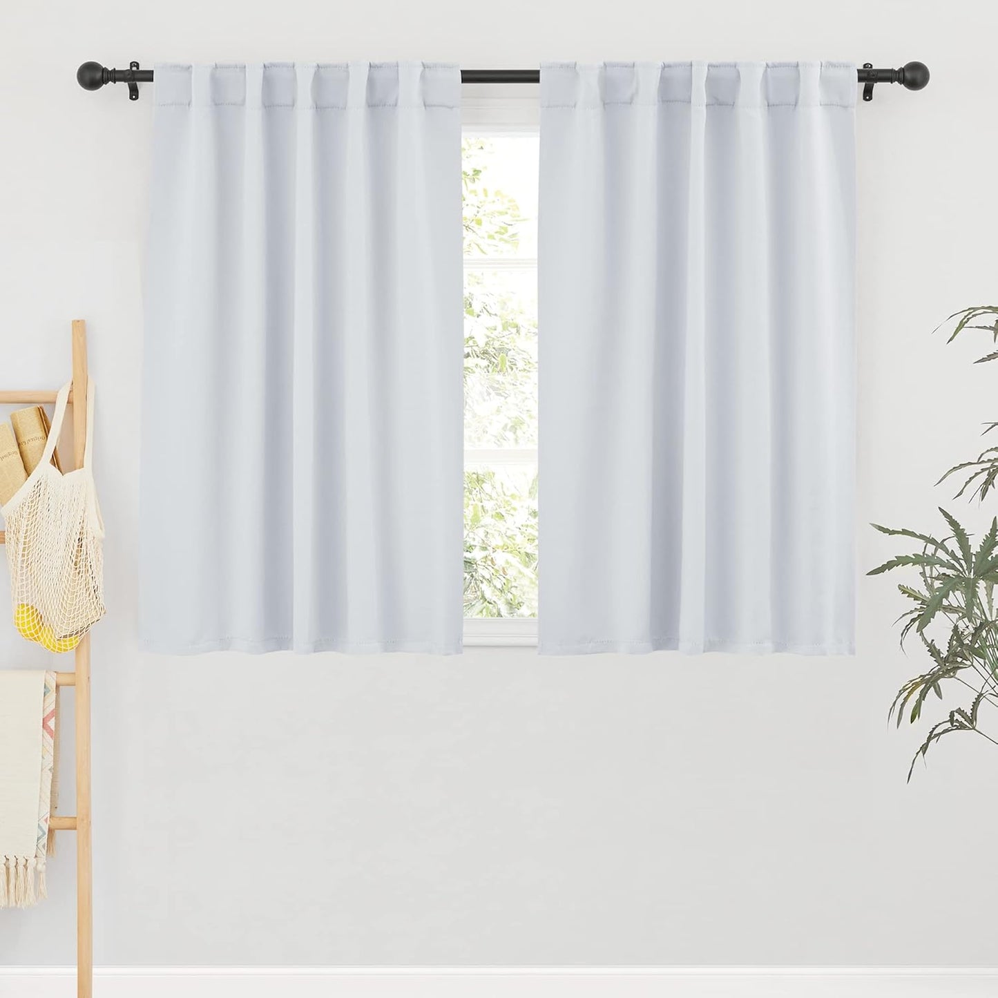 RYB HOME White Curtains for Bedroom - Room Darkening Curtains for Kitchen Cafe, Insulated Energy