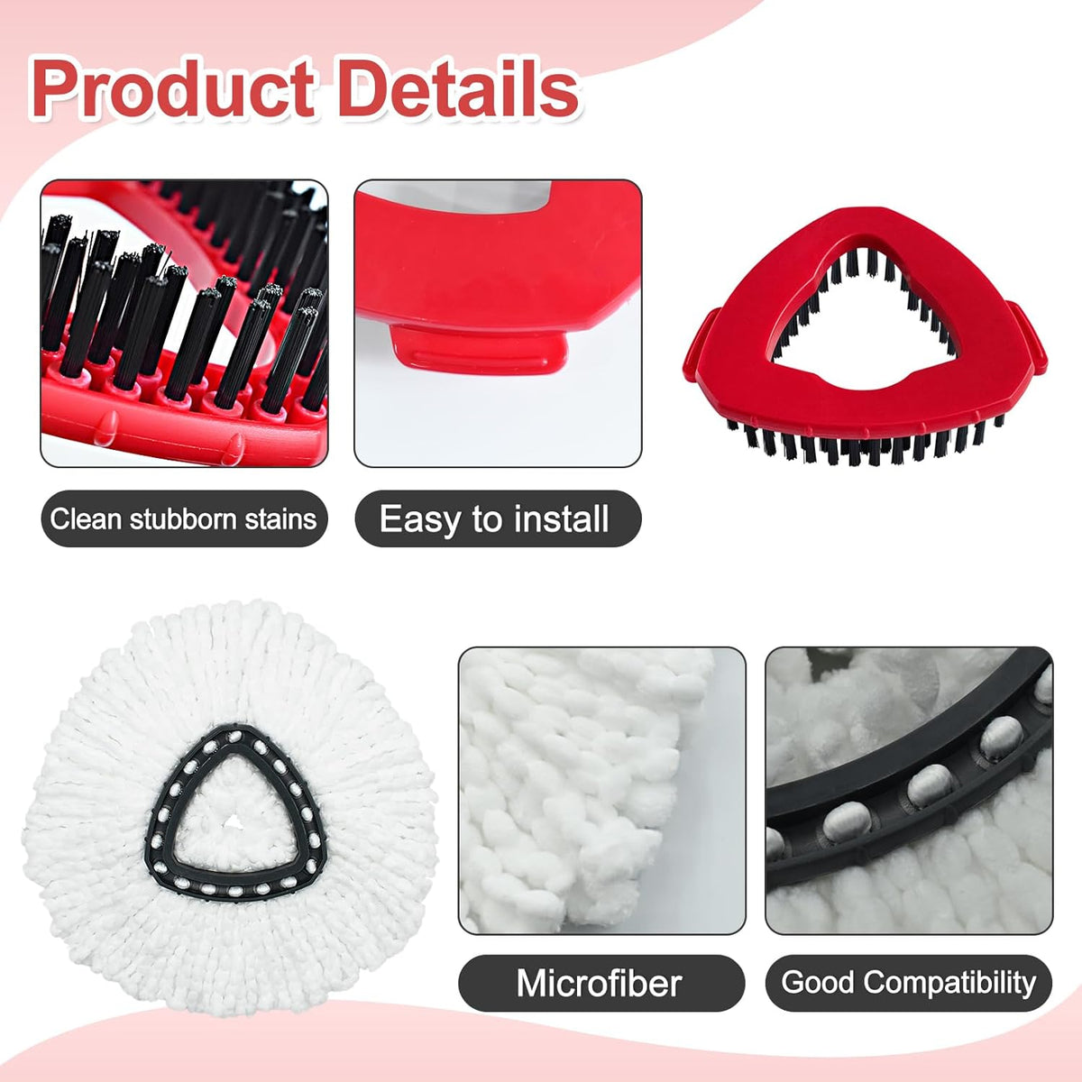 Mop Heads Replacement for Ocedar, Mop Replace Head for Ocedar EasyWring 1 Tank, Microfiber Spin Mop