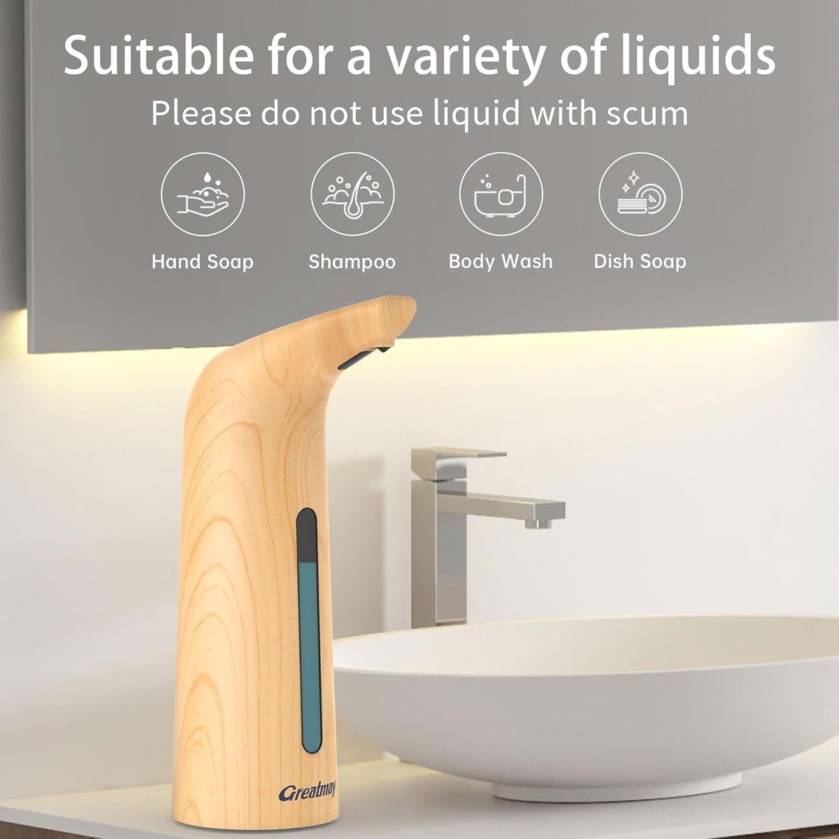 Convenient Automatic Soap Dispenser,4 Adjustable Levels Touchless Hand Sanitizer Pump with Infrared
