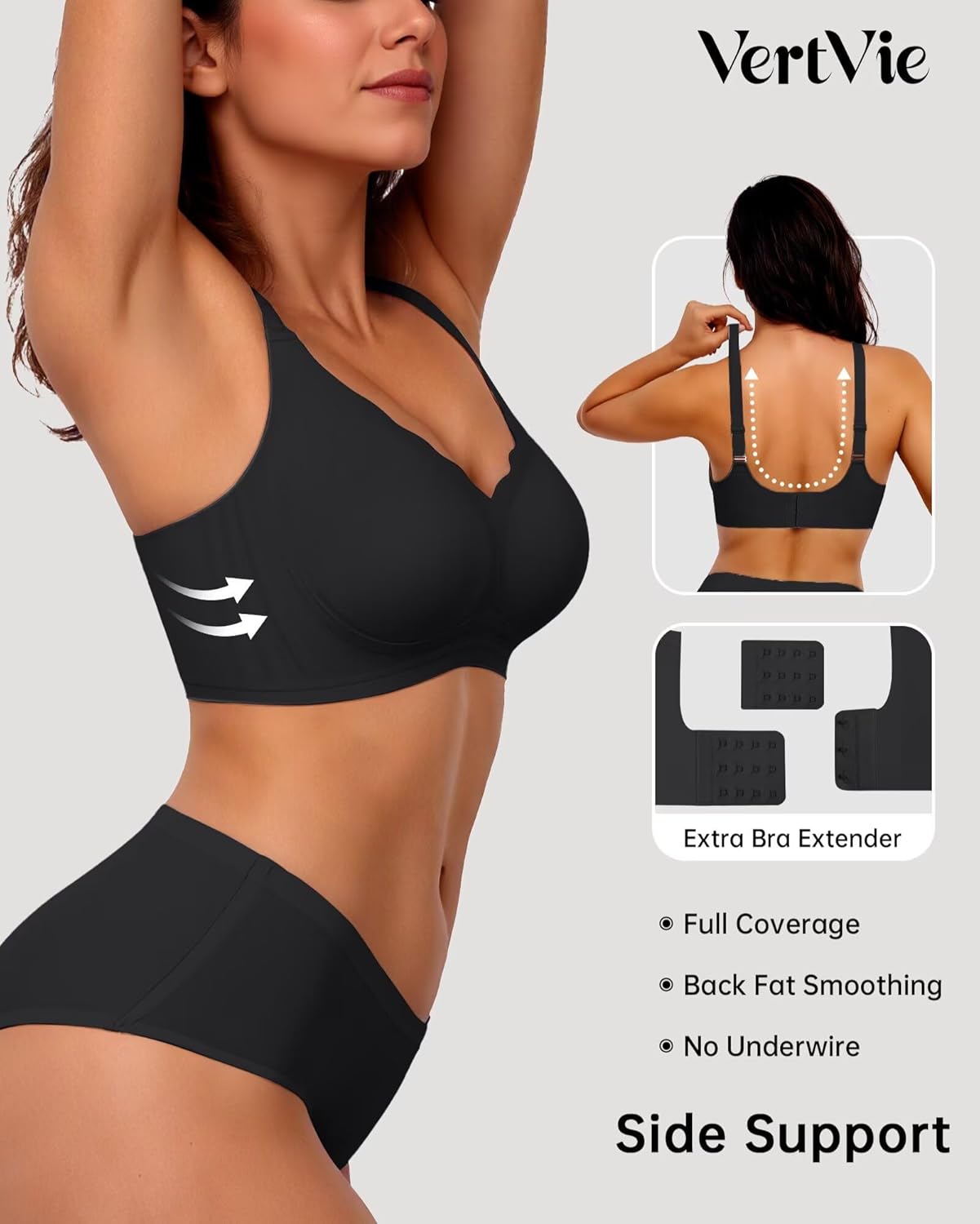 Vertvie Womens Seamless Bras No Underwire Supportive Wireless Push Up Full Coverage Bralette