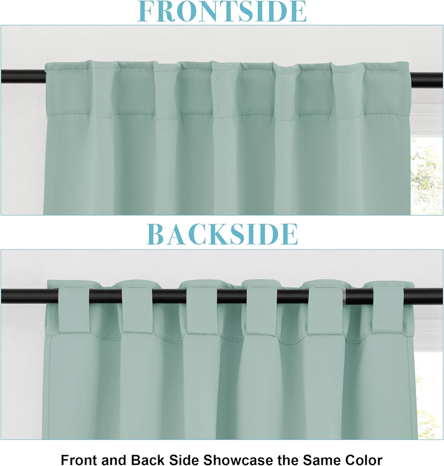 RYB HOME Blackout Curtains for Bathroom - Thermal Insulated Light Block Small Window Curtains, Back