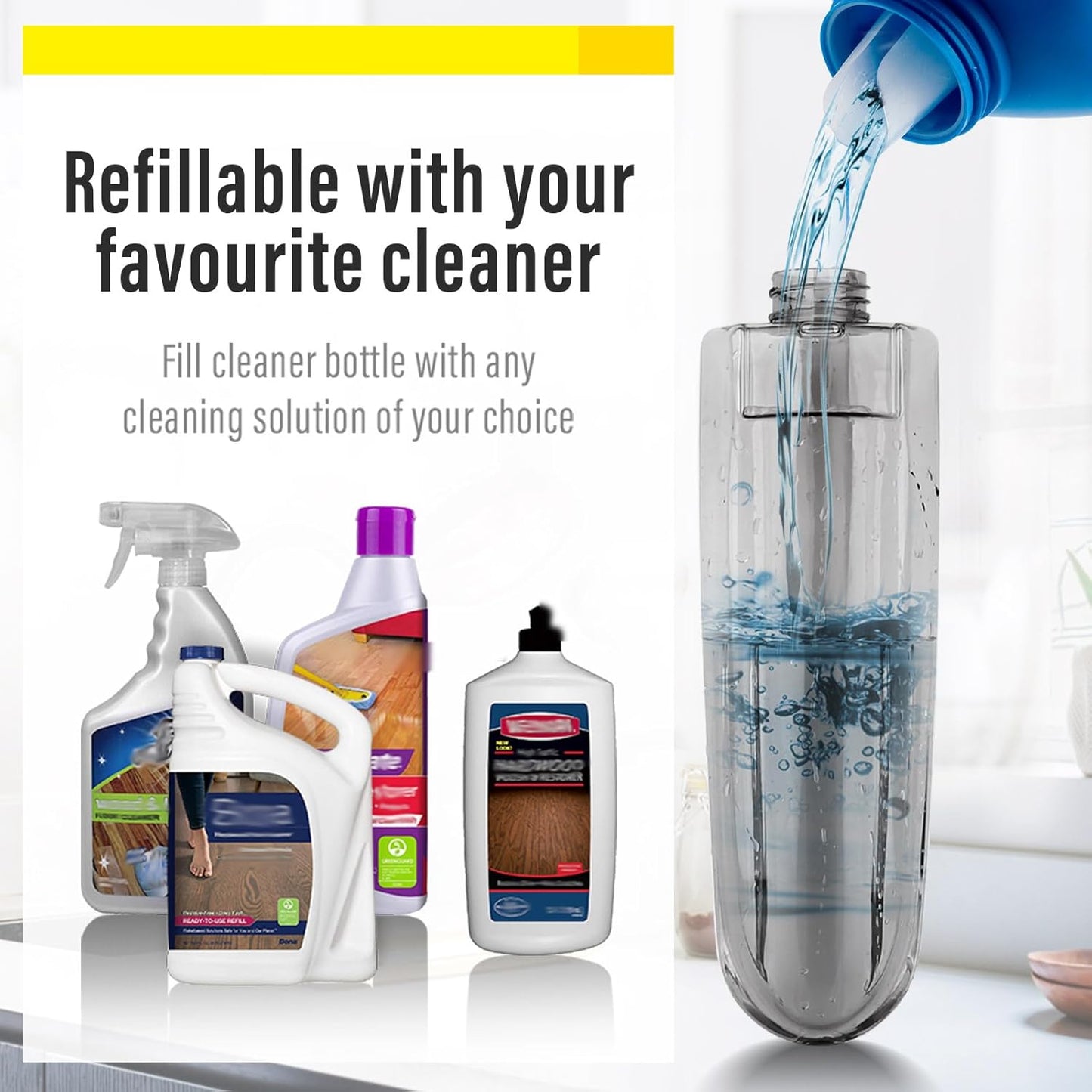 Mops for Floor Cleaning, Spray Mop with 400ml Refillable Bottle and 2 Replacement Pads Dry Wet