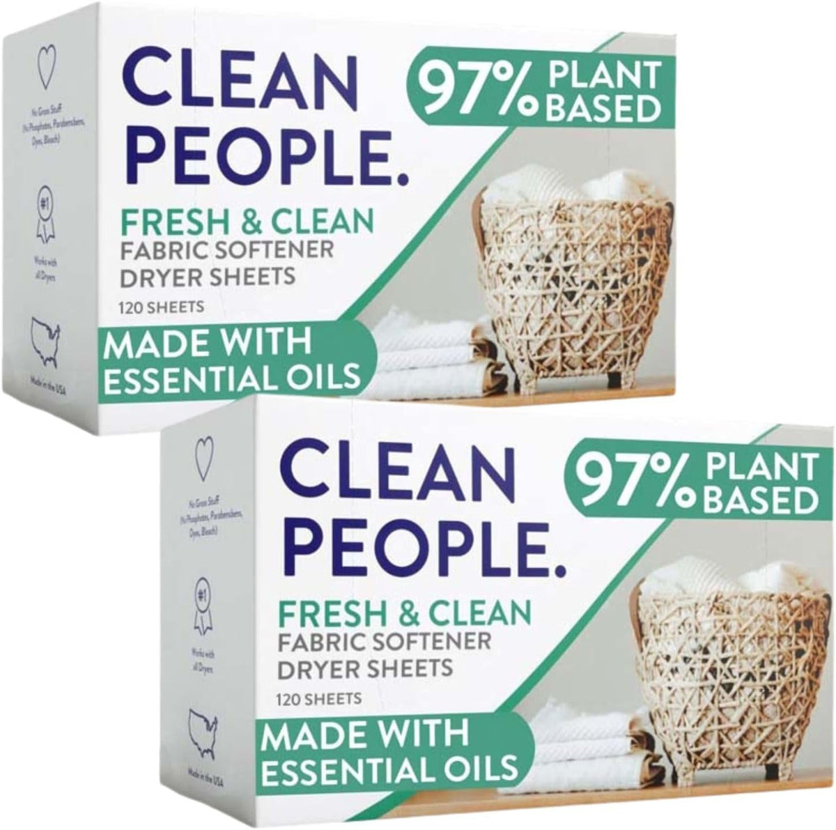 The Clean People Fabric Softener Sheets - Dryer Sheets - Softens & Removes Static Cling - Vegan