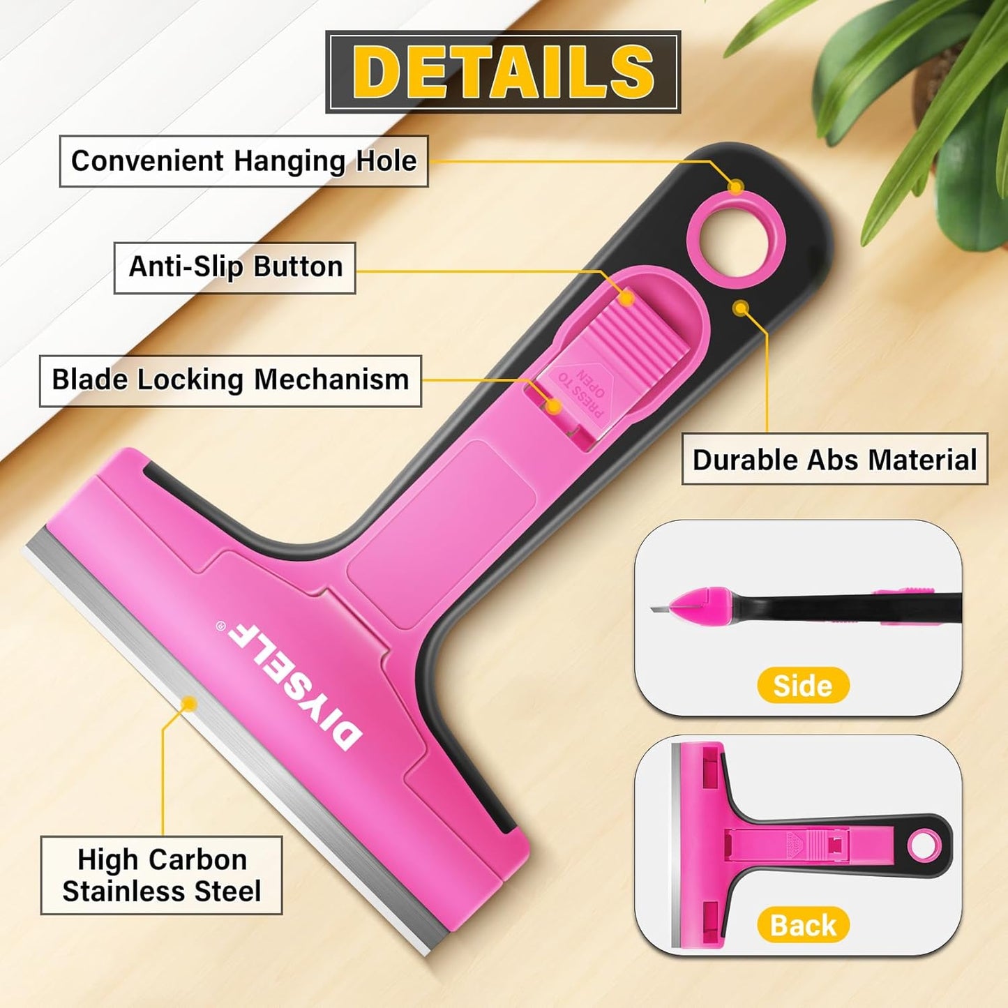 DIYSELF 1 Pack Razor Blade Scraper with 10 Extra Razor Blades, Scraper Tool, Glass Scraper for