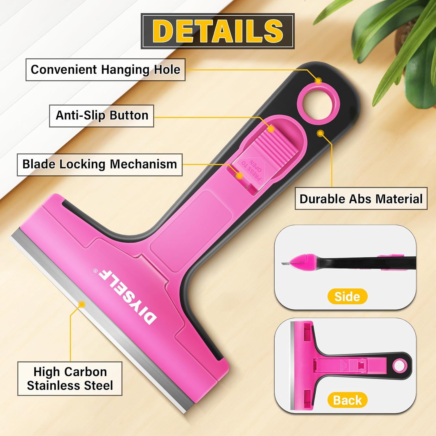 DIYSELF 1 Pack Razor Blade Scraper with 10 Extra Razor Blades, Scraper Tool, Glass Scraper for