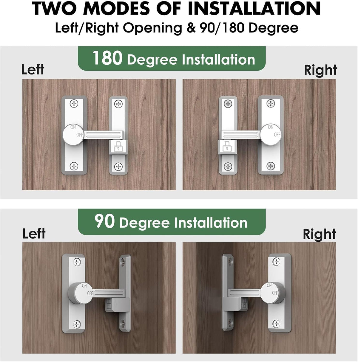 Barn Door Lock Latch, 90/180 Degree Flip Sliding Door Latch for Garage, Bedroom, Cabinet, Sturdy