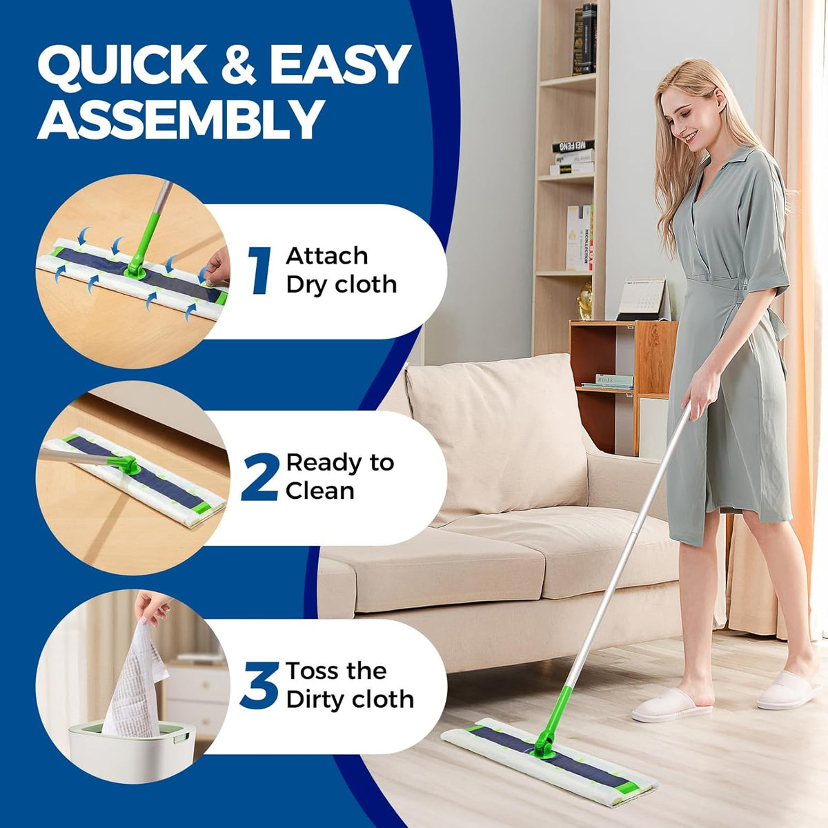 XL Dry Mop Refills Dust Sweeping Cloths Disposable Mop Pads for XL Sweeper X Large Floor Cleaning