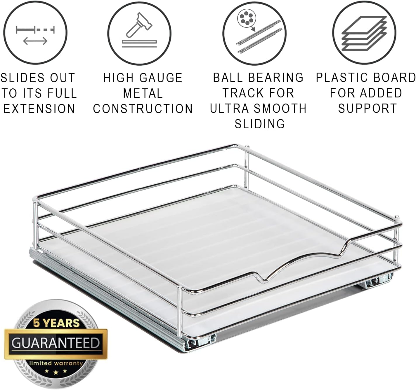 Pull Out Cabinet Organizer for Spices, Cans - Heavy Duty with Lifetime Limited Warranty- Pull Out