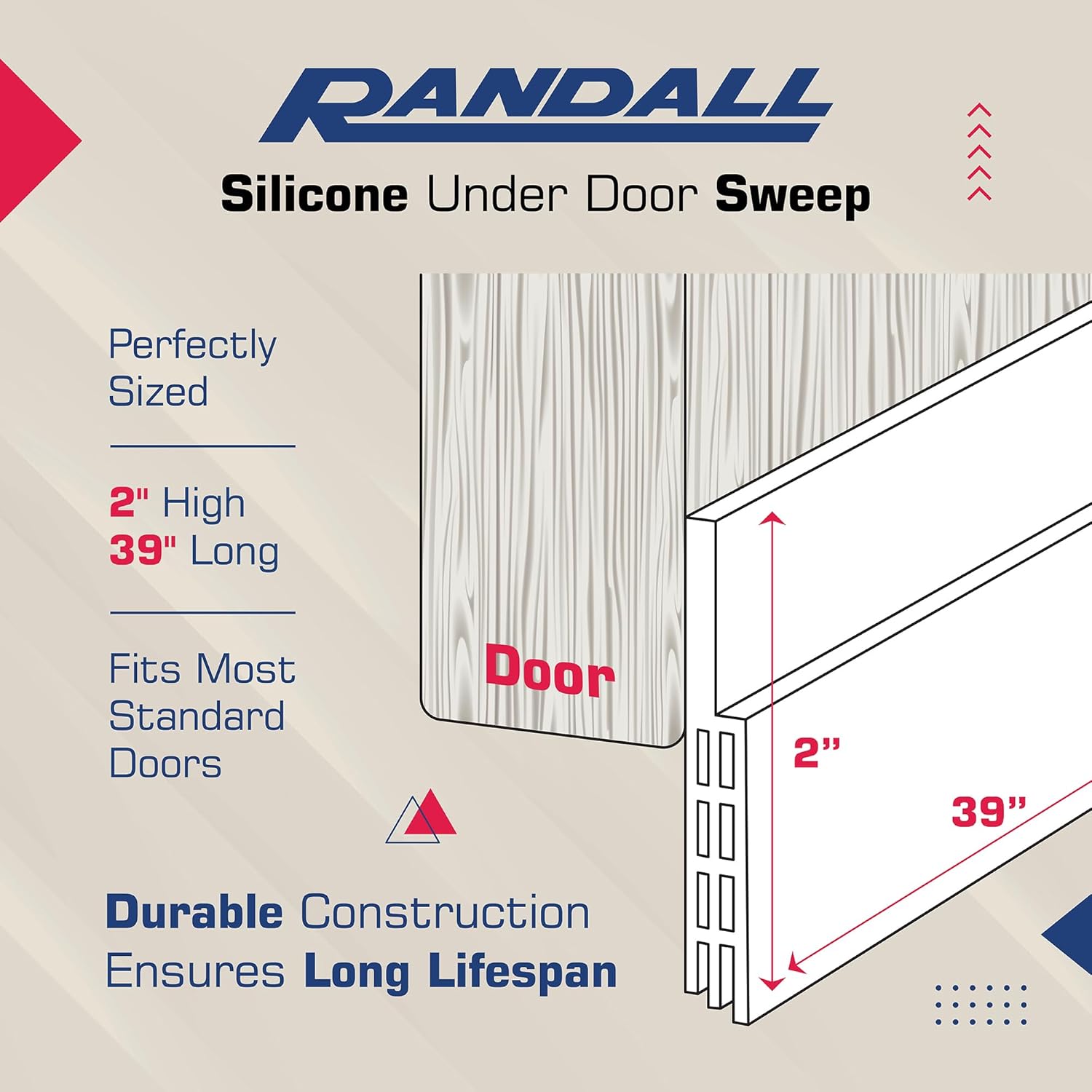 Adhesive Backed Door Draft Stopper – Silicone Under Door Sweep for Interior & Exterior Doors, Noise