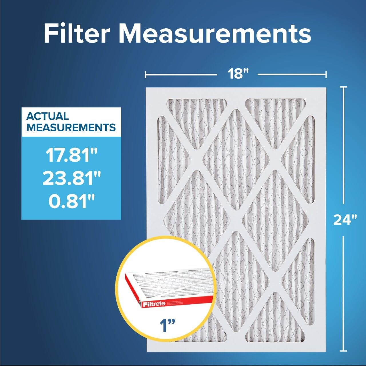 Filtrete 18x24x1 AC Furnace Air Filter, MERV 11, MPR 1000, Micro Allergen Defense, 3-Month Pleated