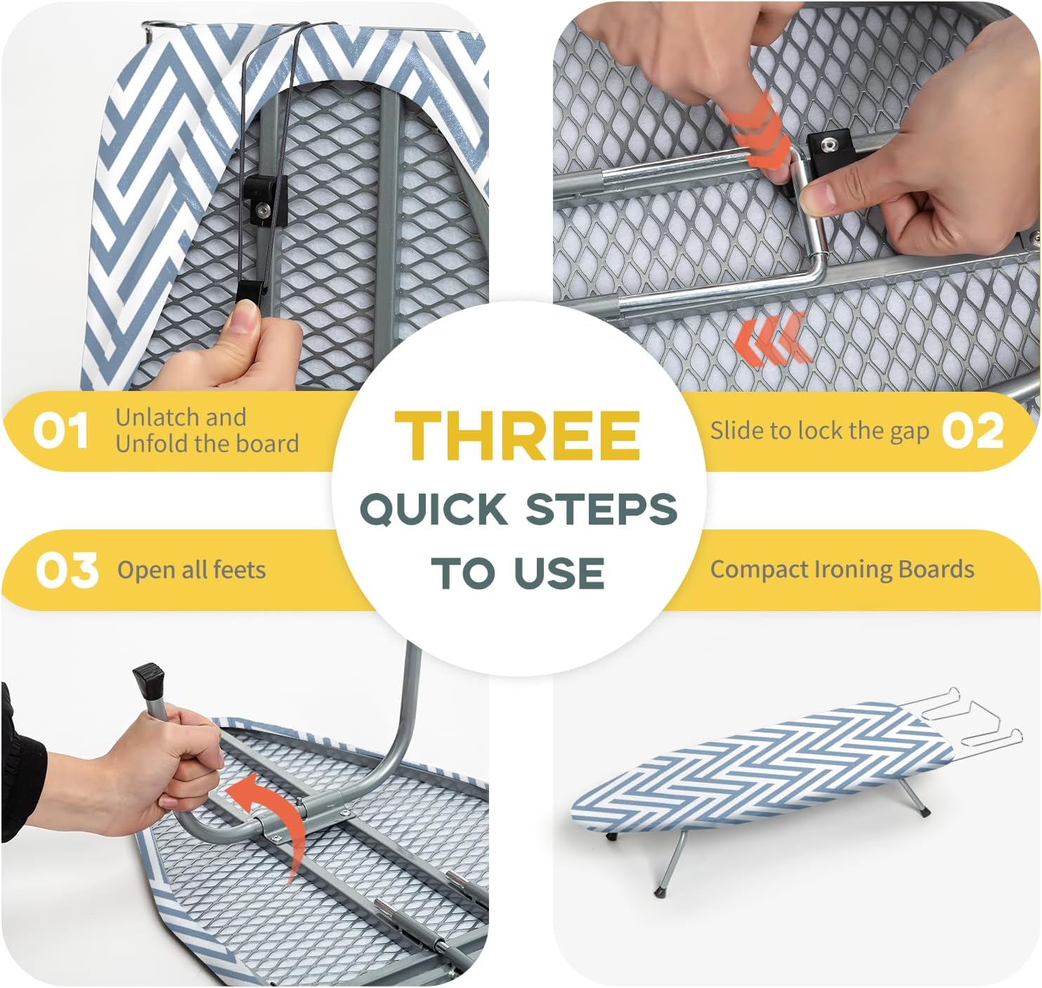 Small Tabletop Ironing Board Foldable, RAINHOL Steel Mesh Portable Iron Board for Dorm and