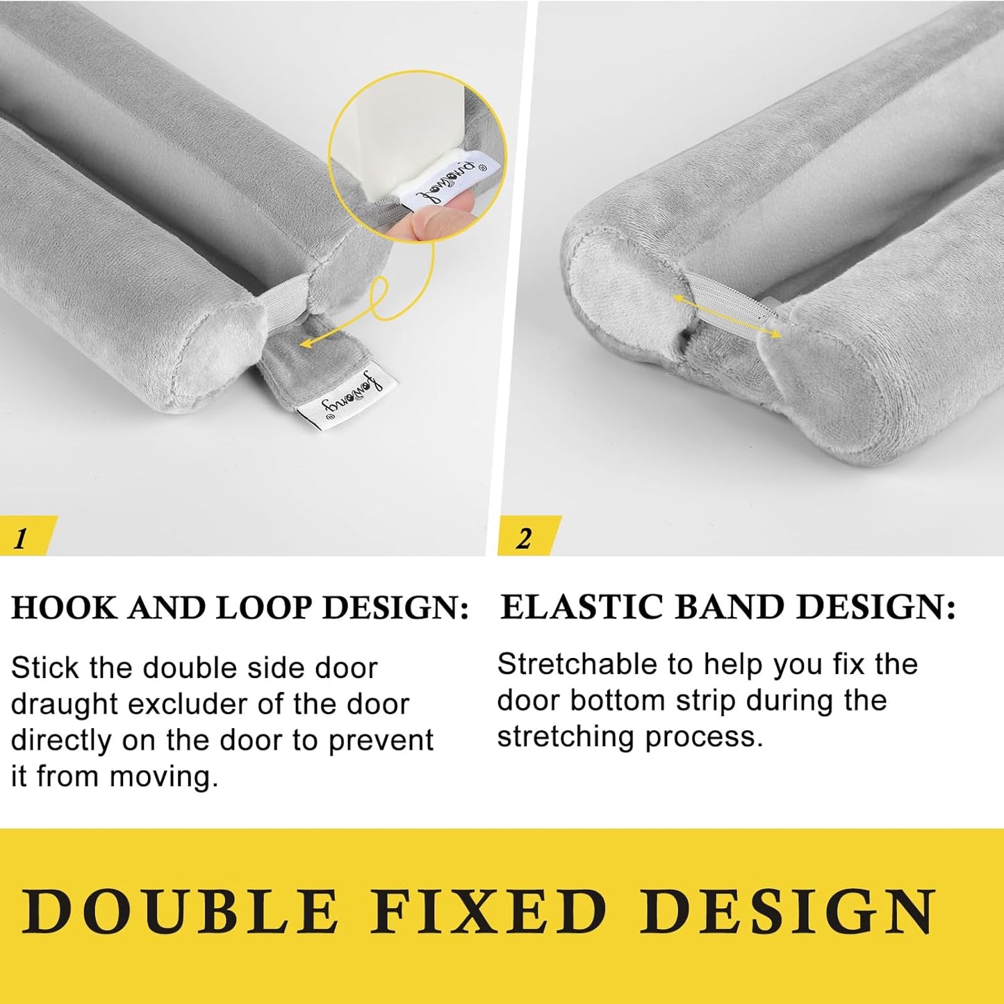 fowong Door Draft Stopper Double Side Adjustable Seal Bottom of Doors 30" to 36" Noise Blocker