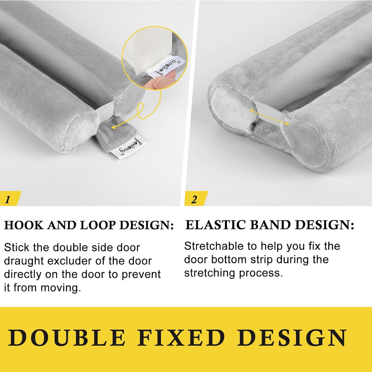 fowong Door Draft Stopper Double Side Adjustable Seal Bottom of Doors 30" to 36" Noise Blocker