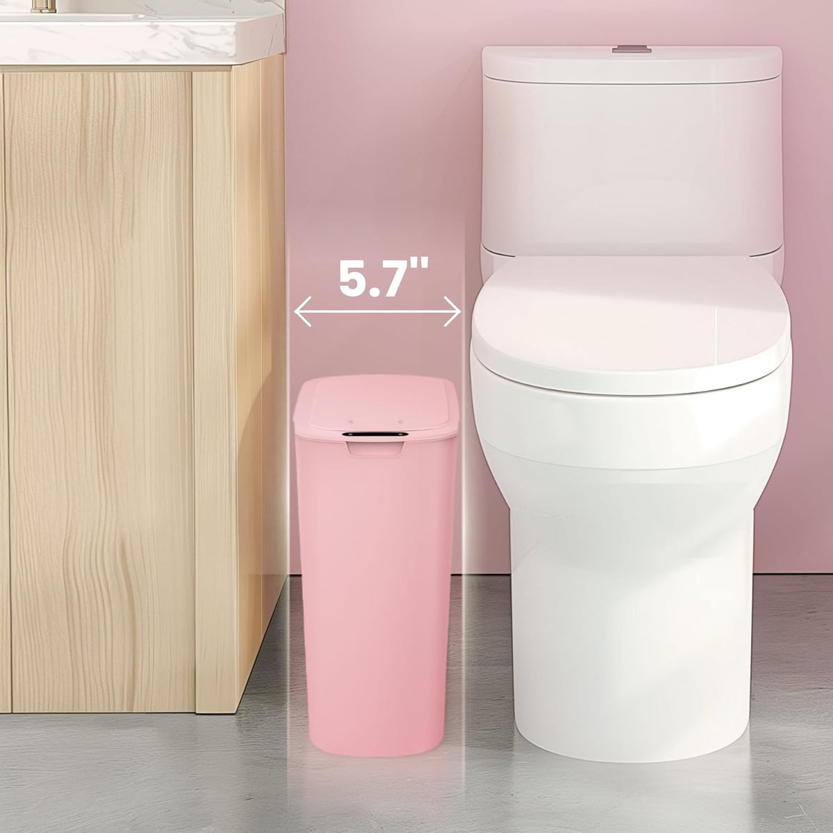 Cesun Automatic Motion Sensor Bathroom Trash Can with Lid, 2.6 Gallon Touchless Trash Bin, Smart