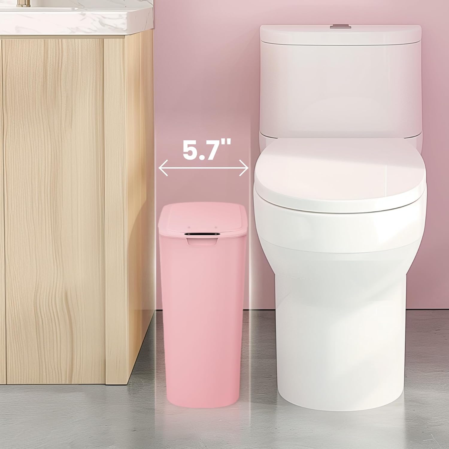 Cesun Automatic Motion Sensor Bathroom Trash Can with Lid, 2.6 Gallon Touchless Trash Bin, Smart