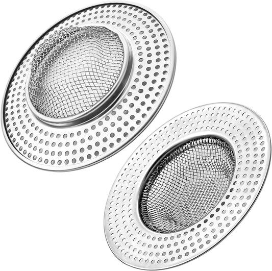 2pcs Heavy Duty Stainless Steel Slop Basket Filter Trap,3.54" Top / 1.65" Mesh Metal Sink
