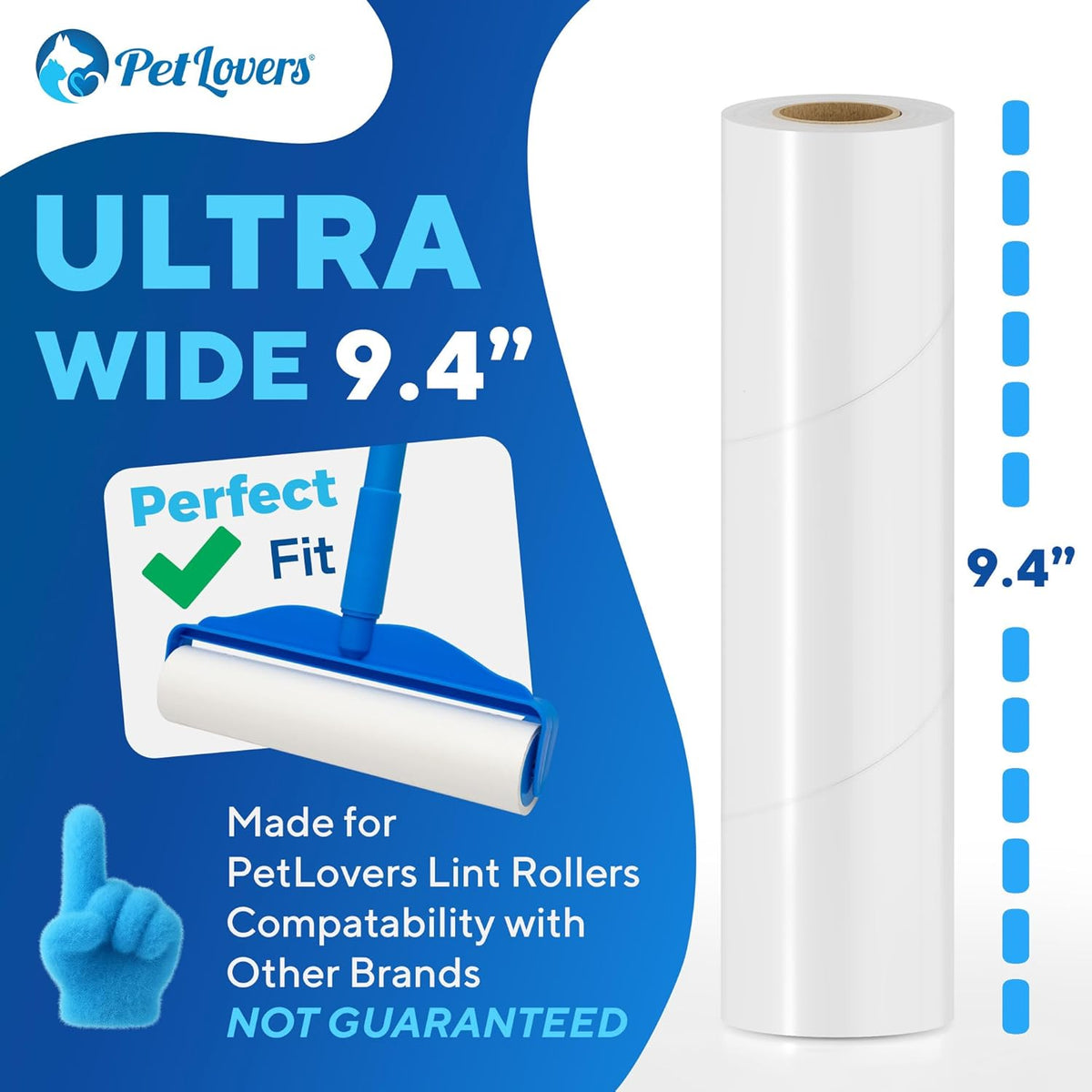 PetLovers Extra Sticky Floor Lint Roller 4 Pack of Refills Only - No Handles Included - 90 Sheets
