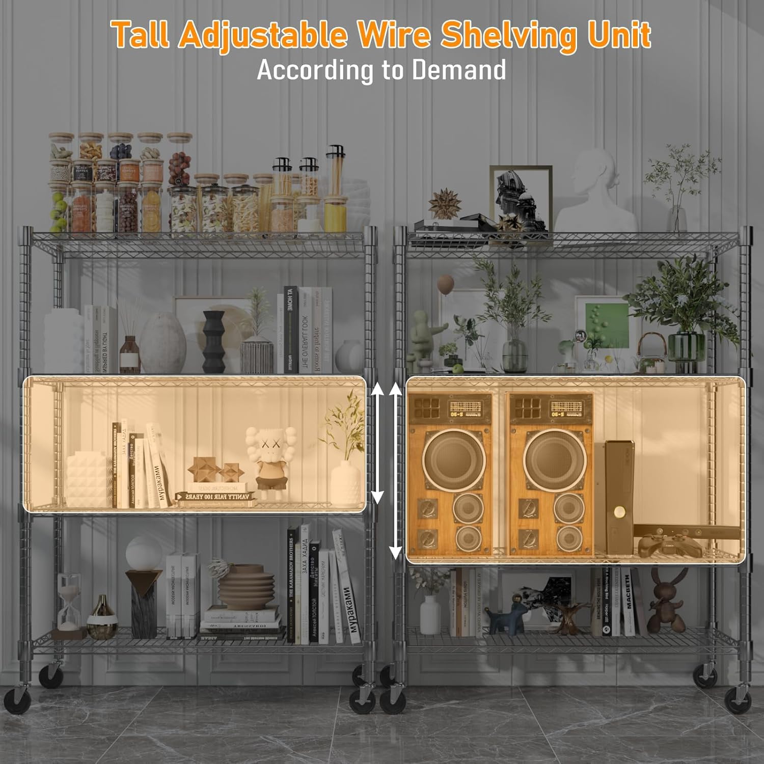 Himimi 4-Tier Heavy Duty Steel Wire Rack Storage Shelving, Adjustable Metal Storage Shelves with