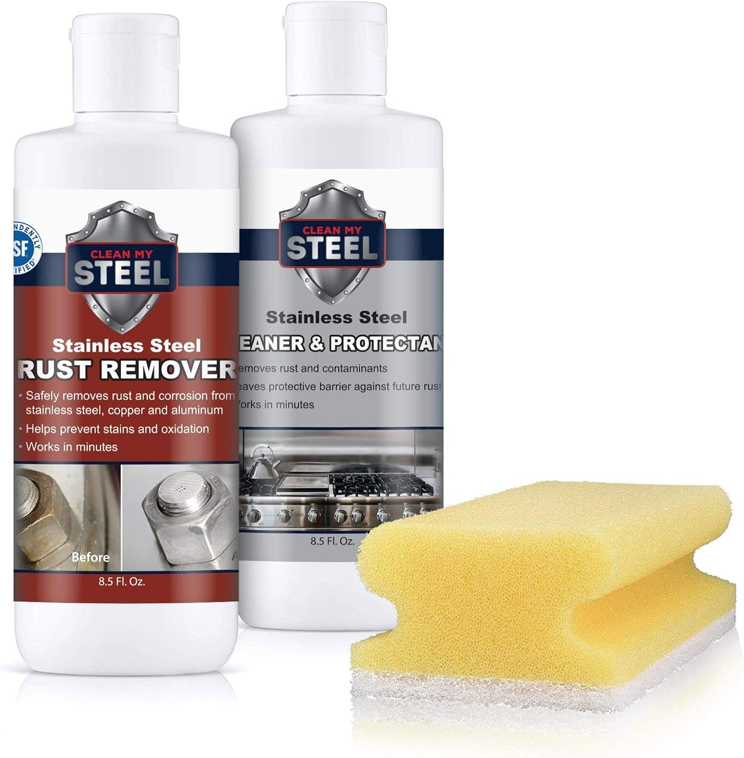 CLEAN MY STEEL Stainless Steel Rust Stain Remover & Cleaner Kit, NSF Safe for Food Areas. Includes