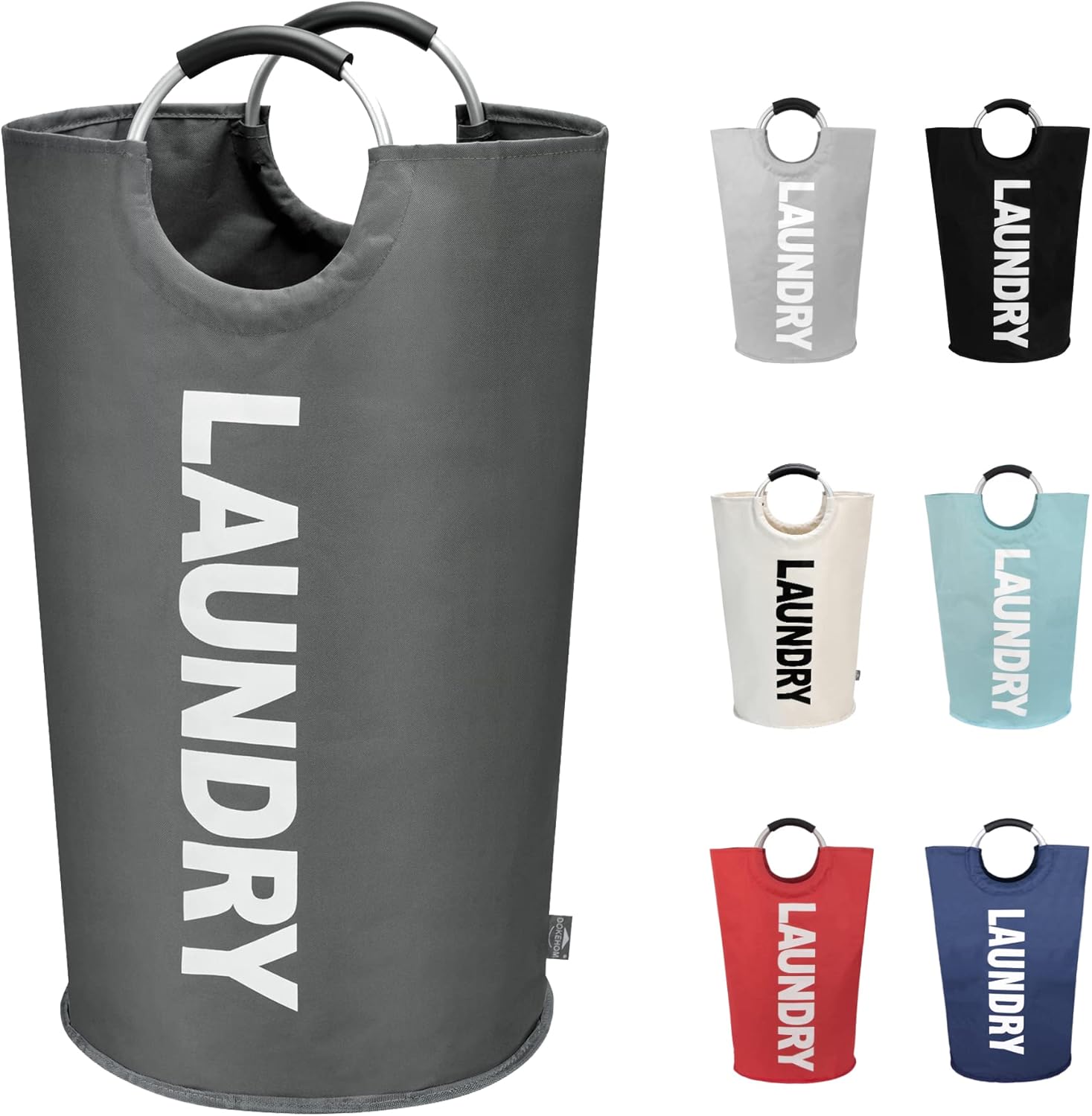 DOKEHOM 90L Large Laundry Basket, Collapsible Laundry Bag, Freestanding Tall Clothes Hamper