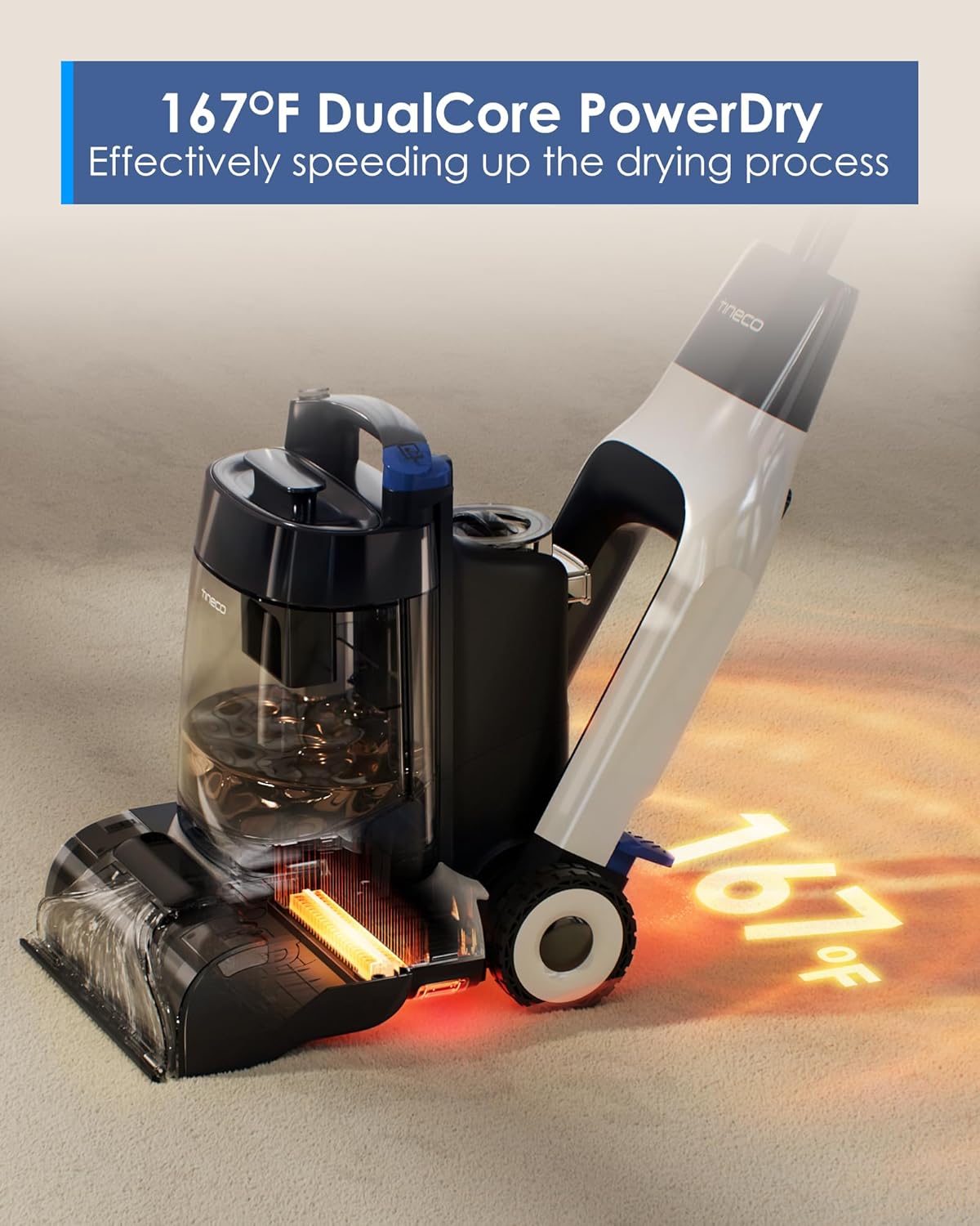 Tineco CARPET ONE Cruiser Smart Carpet Cleaner, Self-Cleaning and FlashDry, Deep Cleaning for