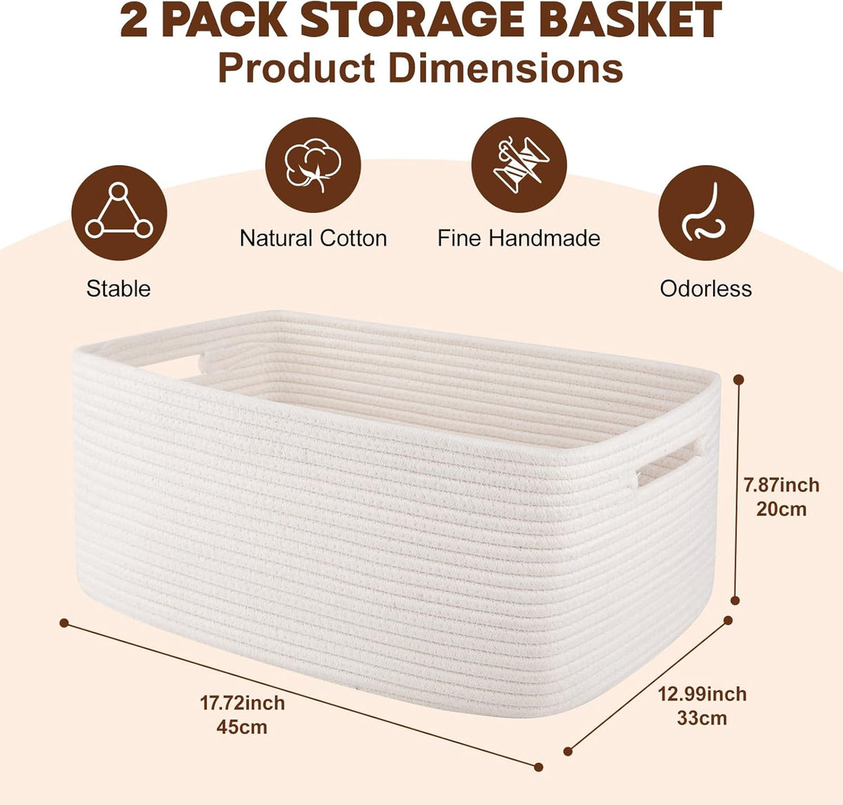 OIAHOMY Storage Basket for Shelves, Closet Cube Storage Bins Baskets for Clothes Blanket Towels