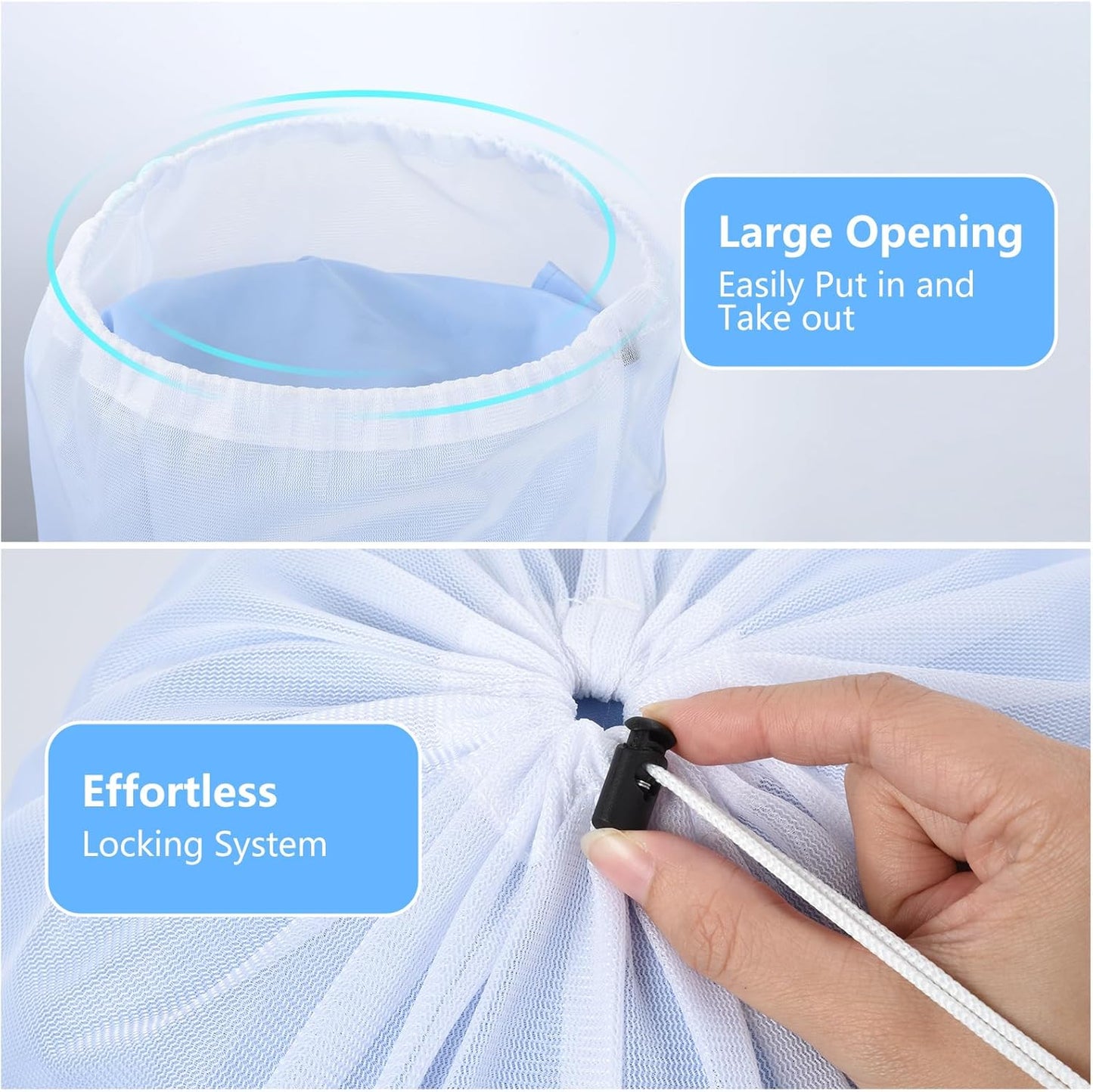 OTraki 16 x20 Inch Small Laundry Bags 2PCS Fine Mesh Washing Bag Drawstring Dirty Clothes Machine