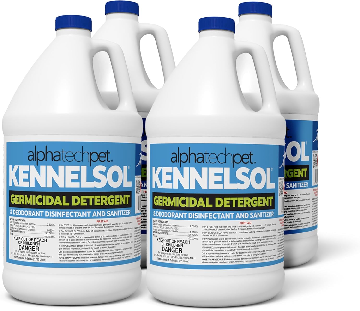 ATP KennelSol 1-Step Kennel Cleaner - 1 Gallon (Pack of 4) Liquid Disinfectant, Effective Against