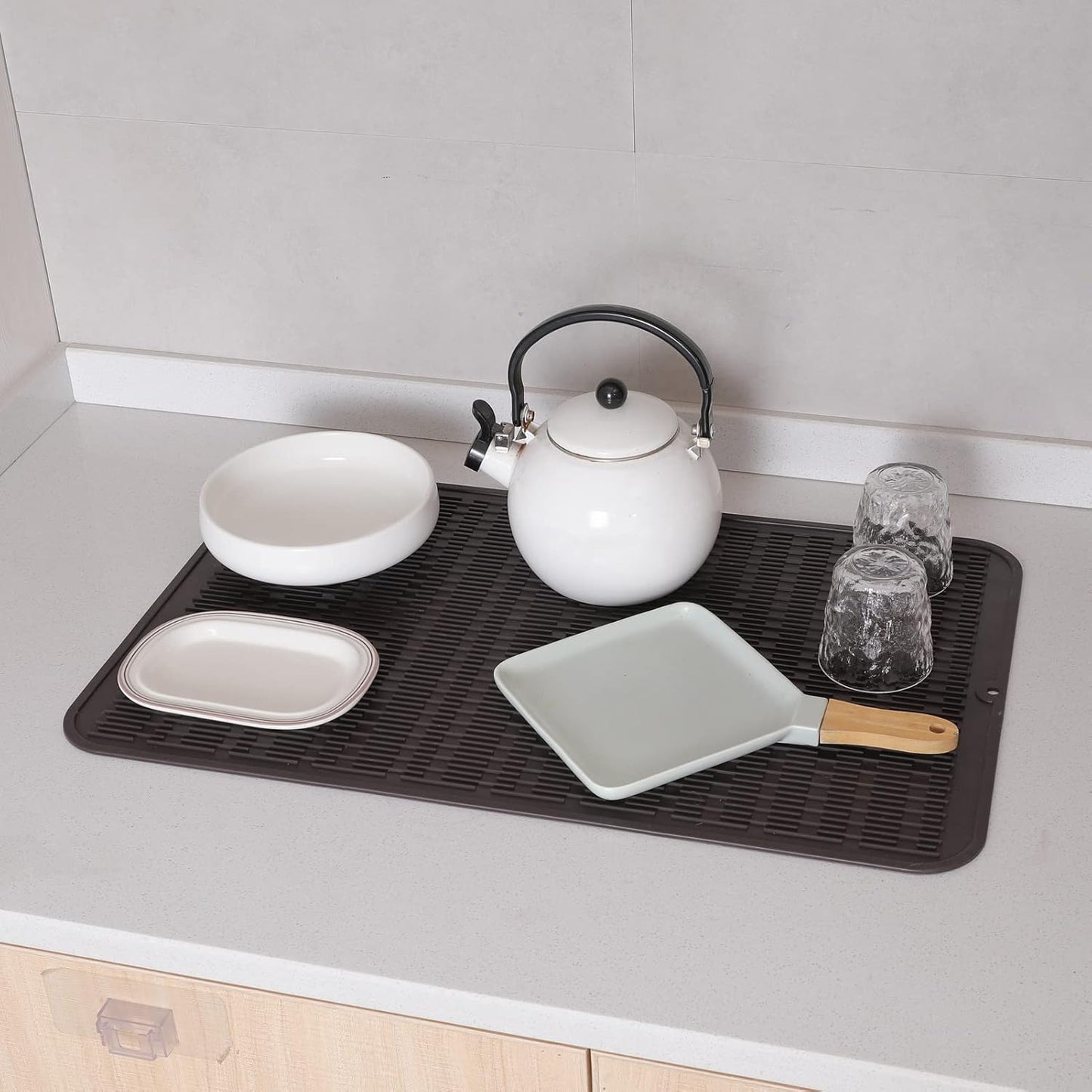 Silicone Dish Drying Mat for Multiple Usage,Easy clean,Eco-friendly,Heat-resistant Silicone Mat for