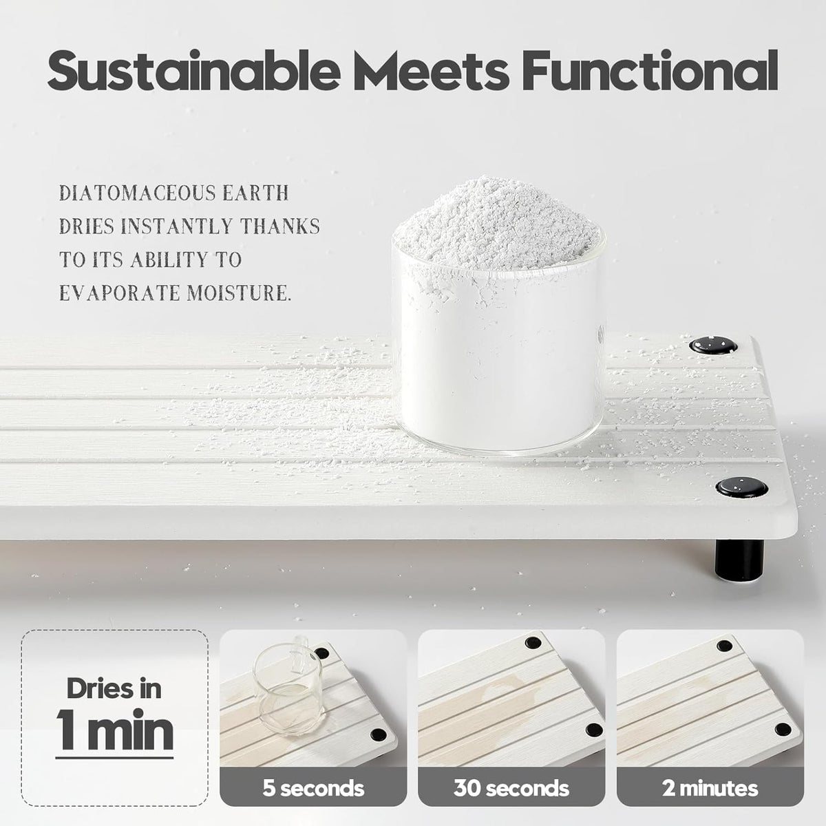 Instant Dry Sink Caddy Kitchen Sink Organizer, Quick Drying Stone Tray Diatomite Sponge Holder Soap