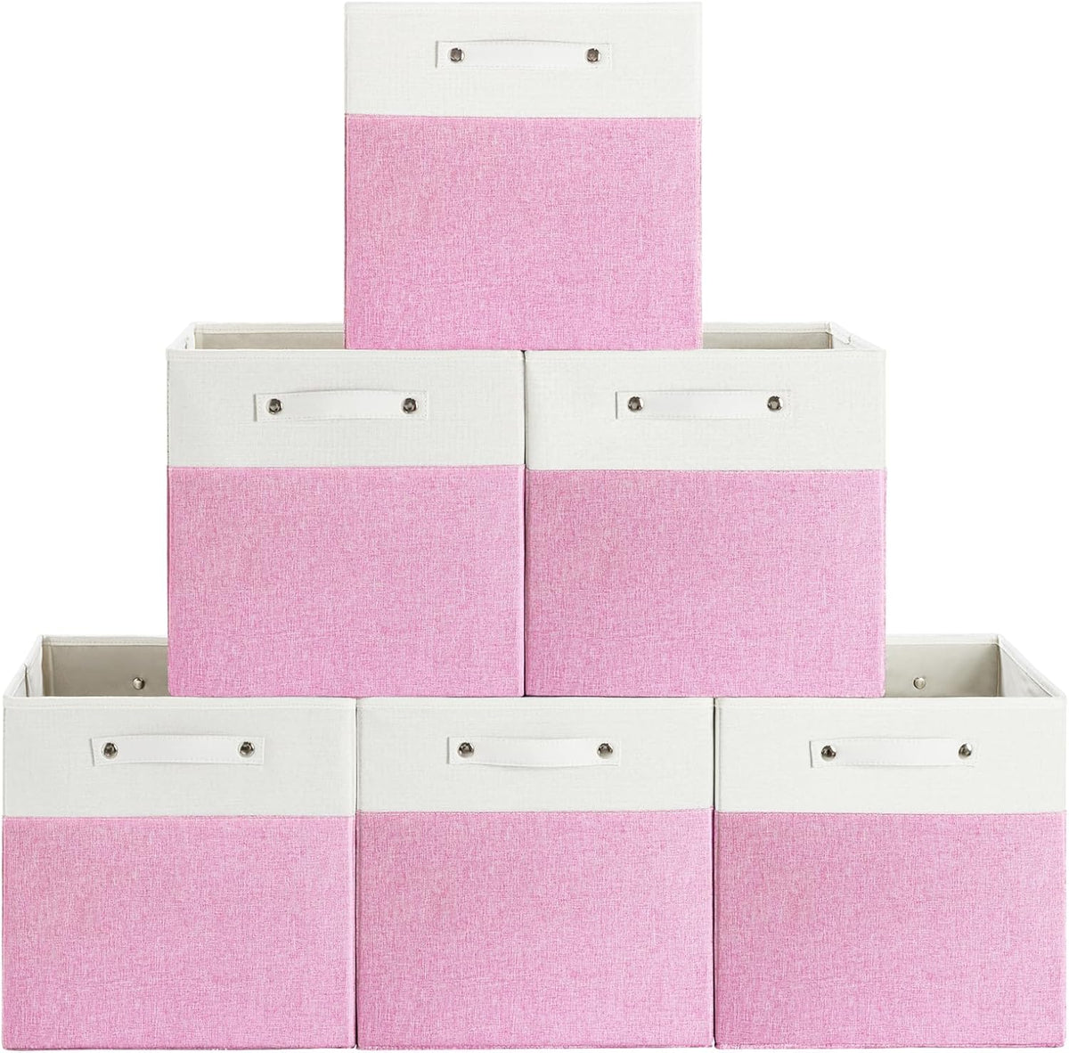 13 x 13 Inch Fine Linen Storage Bins with Handles，Fabric Cube Boxs，Collapsible Basket Organizers