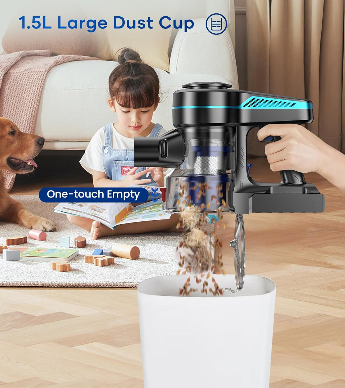 NADALY Cordless Vacuum Cleaner for Home, 8-in-1 Powerful Stick Vacuum Cordless with 45Mins Runtime
