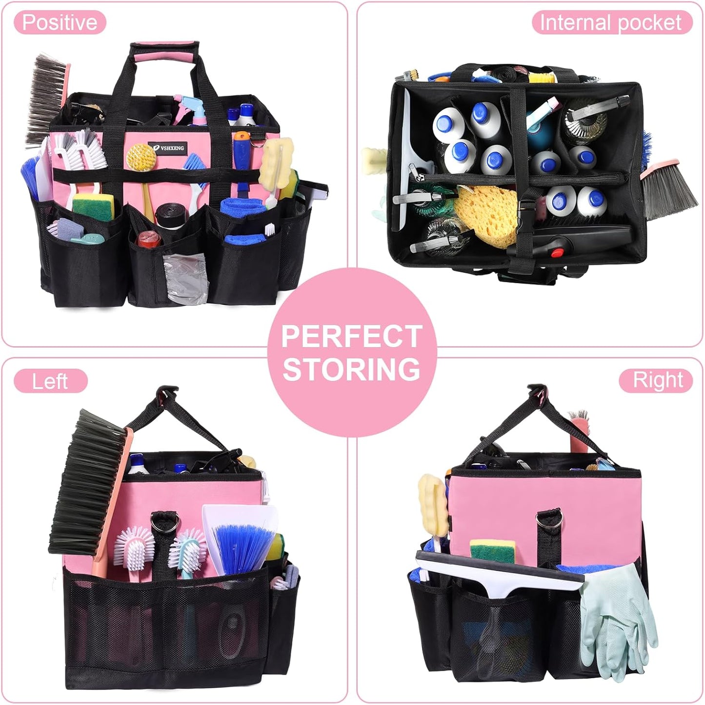 Large Rolling Cleaning Caddy Bag with Wheels, with Detachable Trolley, Cleaning Bags on Wheels for