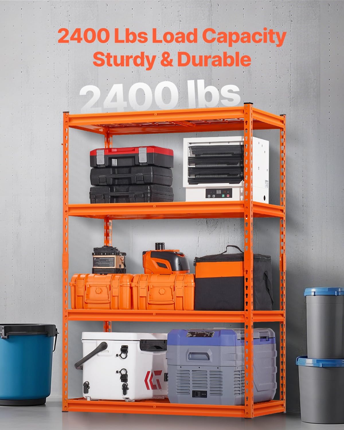 VEVOR Storage Shelves, 2400 lbs, 4 Tier Heavy Duty Garage Shelving, 20" D x 40" W x 60" H
