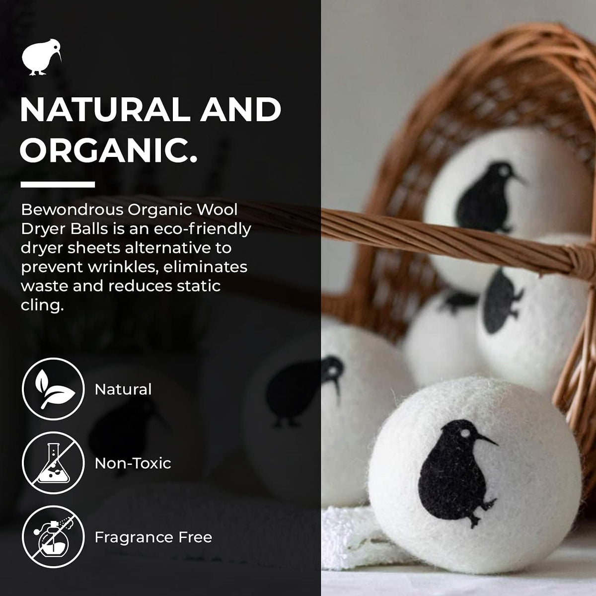 Wool Dryer Balls XL, 100% New Zealand Organic Wool - Reusable Natural Fabric Softener for Laundry