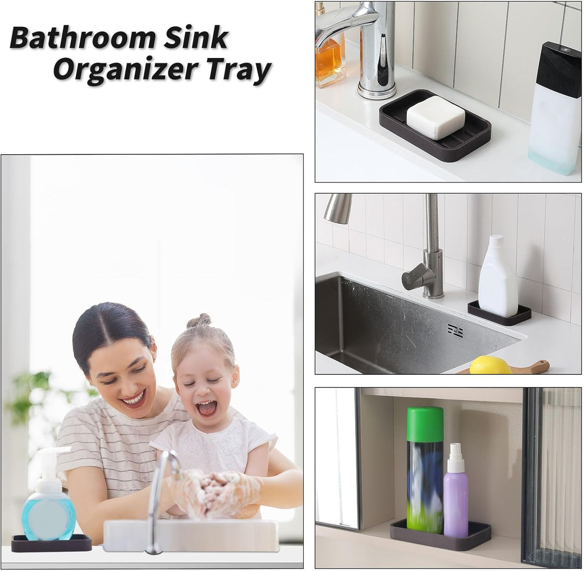 Silicone Kitchen Sink Organizer Tray for Multiple Usage,Easy Clean Sponges Holder for Kitchen