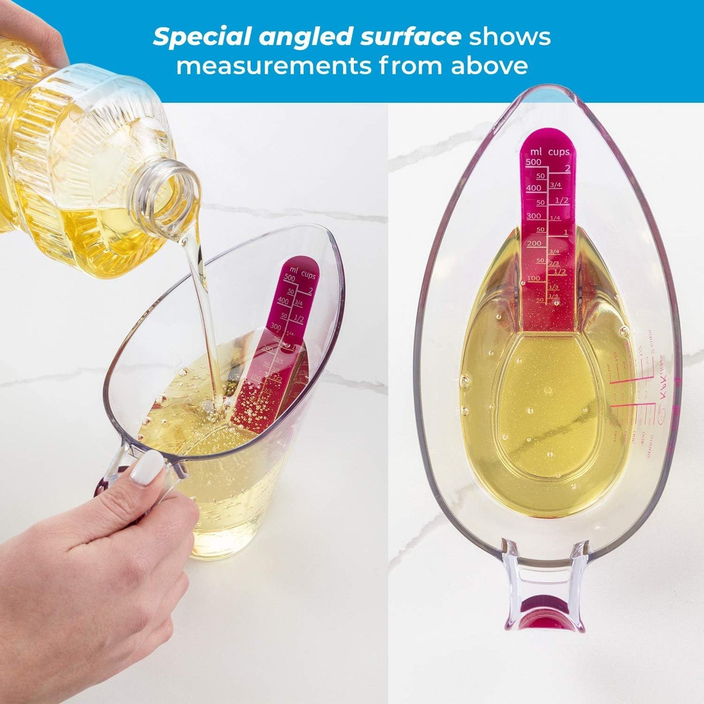 KPKitchen 4-Piece Angled Liquid Measuring Cups Plastic Set - BPA-Free Mini Oz, 1, 2 and 4 Plastic