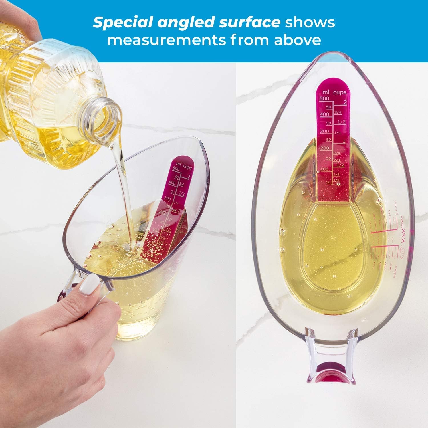 KPKitchen 4-Piece Angled Liquid Measuring Cups Plastic Set - BPA-Free Mini Oz, 1, 2 and 4 Plastic