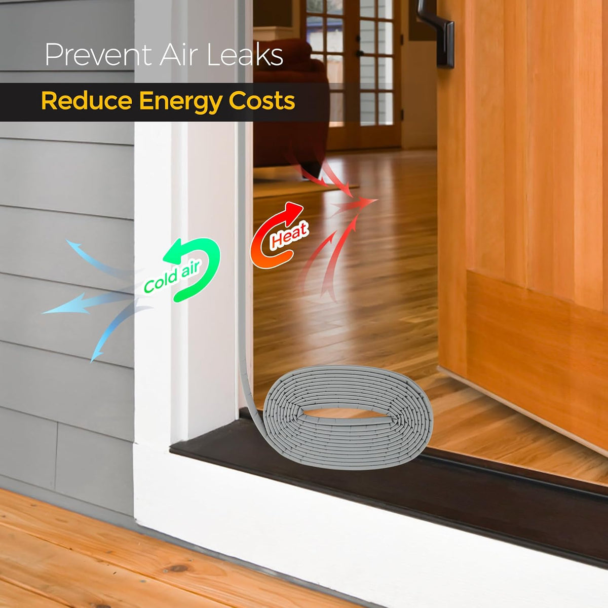Weather Stripping Door Seal Strip Soundproof Q Foam Tape, Exterior Door Insulation Strip for Large