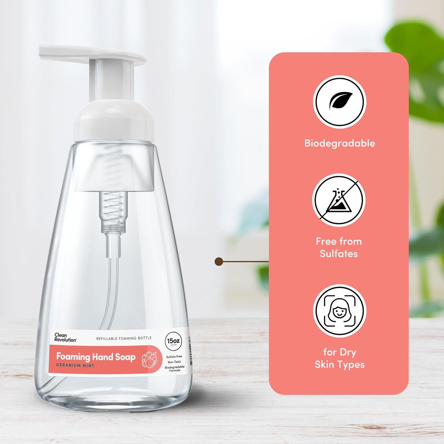 Clean Revolution Foaming Hand Soap, Gentle, Moisturizing, Ready To Use Formula, Real Essential