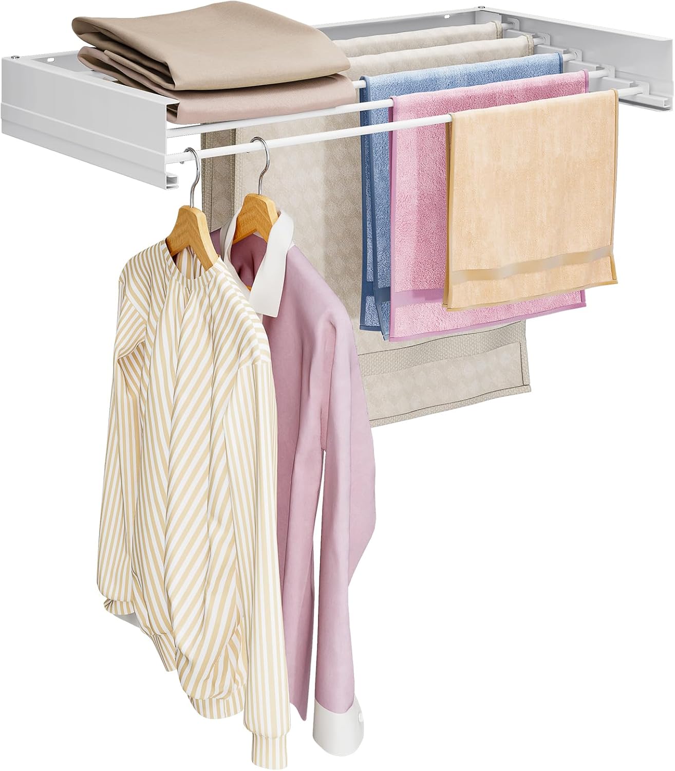 APEXCHASER Wall Mounted Clothes Drying Rack, Laundry Drying Rack Retractable, Towel Racks for