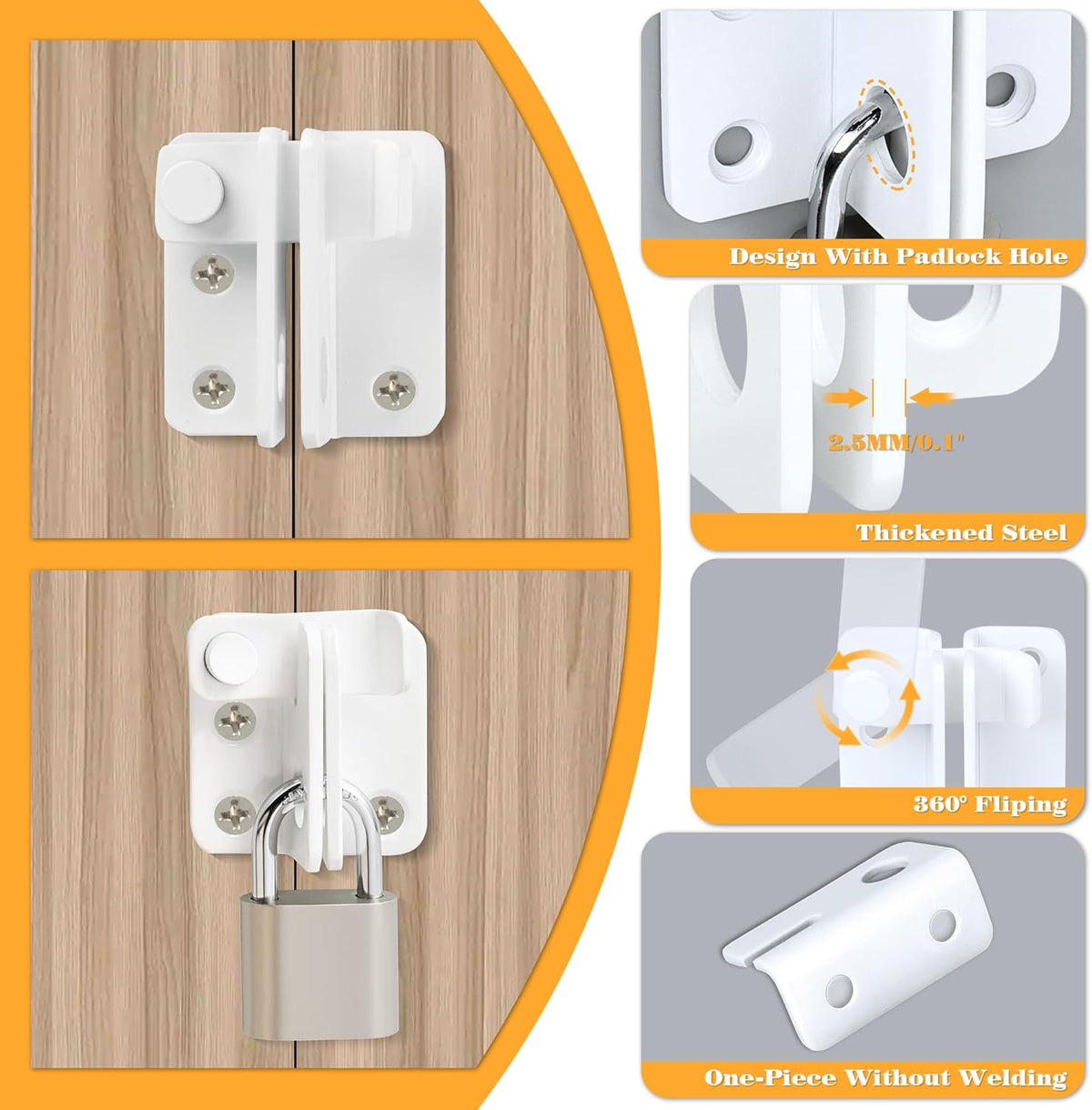Alise Flip Latch Gate Latch White Shed Lock Shed Latch Barn Door Lock Locking Latches for Barn