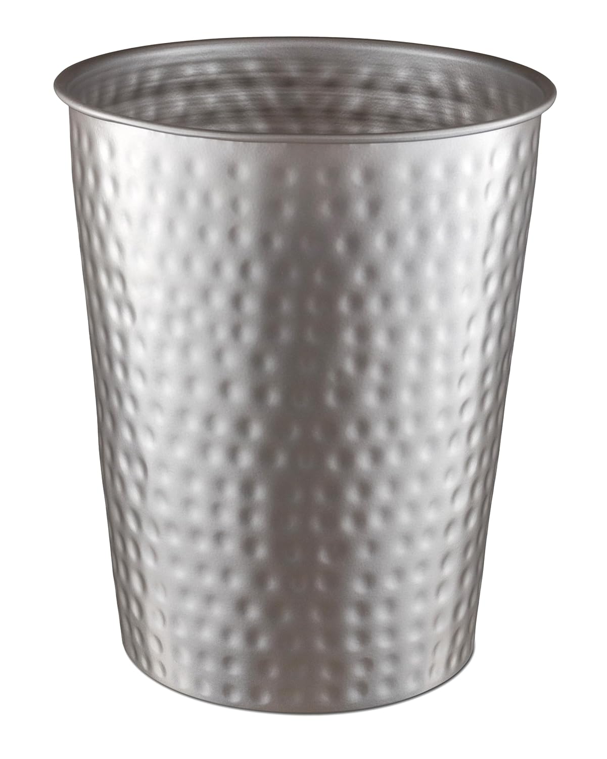 Monarch Abode Pewter Hand Hammered Metal Wastebasket for Home Office Bedroom, Decorative Waste