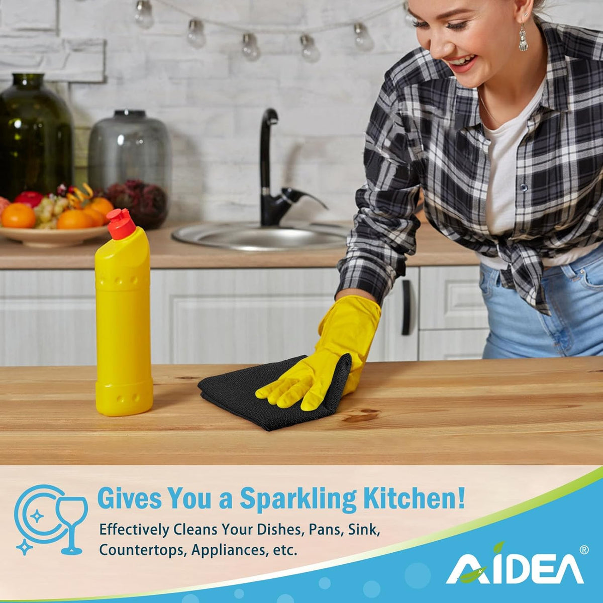 AIDEA Microfiber Cleaning Cloth Black 50PK, Microfiber Towels for Cars, Premium Car Cloths, Dusting